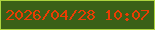 文字の大きさ：1、枠の色：acd43e、背景の色：3a6017、文字の色：ea3d03 無料ブログパーツのブログ時計