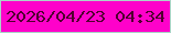 文字の大きさ：1、枠の色：acd4c8、背景の色：fe02ca、文字の色：50012e 無料ブログパーツのブログ時計