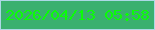 文字の大きさ：2、枠の色：acd8e6、背景の色：3ab06f、文字の色：0cfc08 無料ブログパーツのブログ時計