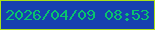 文字の大きさ：4、枠の色：ace219、背景の色：1740b0、文字の色：09c36e 無料ブログパーツのブログ時計