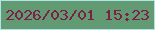 文字の大きさ：5、枠の色：ace5e2、背景の色：629a74、文字の色：7c2048 無料ブログパーツのブログ時計