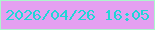 文字の大きさ：1、枠の色：acf6cc、背景の色：e4a0f1、文字の色：21d6d6 無料ブログパーツのブログ時計