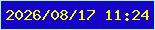 文字の大きさ：5、枠の色：acf6ed、背景の色：1703c4、文字の色：f3ff16 無料ブログパーツのブログ時計