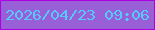 文字の大きさ：1、枠の色：ad00e2、背景の色：985fd6、文字の色：54cafe 無料ブログパーツのブログ時計