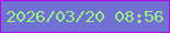文字の大きさ：3、枠の色：ad09e6、背景の色：7270d5、文字の色：95f37b 無料ブログパーツのブログ時計