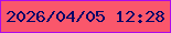 文字の大きさ：2、枠の色：ad0aea、背景の色：fa576b、文字の色：040767 無料ブログパーツのブログ時計