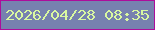 文字の大きさ：1、枠の色：ad0d9b、背景の色：7781af、文字の色：d9f8a1 無料ブログパーツのブログ時計