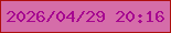 文字の大きさ：2、枠の色：ad0f0e、背景の色：d56da9、文字の色：a60790 無料ブログパーツのブログ時計