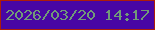 文字の大きさ：3、枠の色：ad1d08、背景の色：4806a4、文字の色：719a78 無料ブログパーツのブログ時計