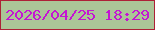 文字の大きさ：1、枠の色：ad2036、背景の色：abc597、文字の色：c415d3 無料ブログパーツのブログ時計