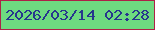 文字の大きさ：3、枠の色：ad2147、背景の色：6eda80、文字の色：27368d 無料ブログパーツのブログ時計