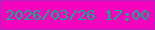 文字の大きさ：1、枠の色：ad25be、背景の色：f504bd、文字の色：00b686 無料ブログパーツのブログ時計