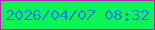 文字の大きさ：4、枠の色：ad2bae、背景の色：0ef454、文字の色：0386df 無料ブログパーツのブログ時計