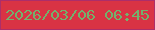 文字の大きさ：4、枠の色：ad2e6a、背景の色：d93344、文字の色：73b16c 無料ブログパーツのブログ時計