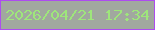 文字の大きさ：5、枠の色：ad4cef、背景の色：a1a89f、文字の色：9ee67b 無料ブログパーツのブログ時計