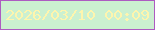 文字の大きさ：5、枠の色：ad5bc1、背景の色：cbf0d0、文字の色：fef5ae 無料ブログパーツのブログ時計