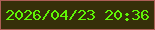 文字の大きさ：5、枠の色：ad5e56、背景の色：362f09、文字の色：5ff505 無料ブログパーツのブログ時計