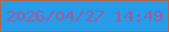 文字の大きさ：1、枠の色：ad6652、背景の色：269de9、文字の色：a25a9d 無料ブログパーツのブログ時計
