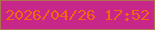 文字の大きさ：1、枠の色：ad7250、背景の色：c62788、文字の色：f46412 無料ブログパーツのブログ時計