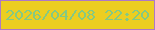 文字の大きさ：5、枠の色：ad79c7、背景の色：ecce21、文字の色：85c983 無料ブログパーツのブログ時計