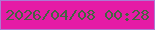 文字の大きさ：1、枠の色：ad79d2、背景の色：e51ba6、文字の色：456341 無料ブログパーツのブログ時計
