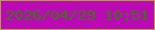 文字の大きさ：3、枠の色：ada43c、背景の色：bb09b5、文字の色：3e7513 無料ブログパーツのブログ時計