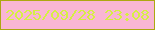 文字の大きさ：1、枠の色：ada711、背景の色：f9b6d4、文字の色：d6ef43 無料ブログパーツのブログ時計