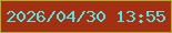 文字の大きさ：4、枠の色：adab2f、背景の色：a43013、文字の色：58e3e5 無料ブログパーツのブログ時計