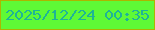 文字の大きさ：3、枠の色：adb500、背景の色：5ff936、文字の色：1eb497 無料ブログパーツのブログ時計