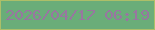 文字の大きさ：2、枠の色：adbf68、背景の色：6aad79、文字の色：9876a0 無料ブログパーツのブログ時計