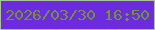 文字の大きさ：5、枠の色：adc1a2、背景の色：6b2cdf、文字の色：739135 無料ブログパーツのブログ時計