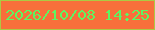 文字の大きさ：5、枠の色：adc943、背景の色：f86f3b、文字の色：5df661 無料ブログパーツのブログ時計