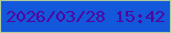 文字の大きさ：3、枠の色：adca9d、背景の色：1357da、文字の色：51039f 無料ブログパーツのブログ時計