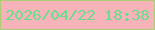 文字の大きさ：4、枠の色：adcc73、背景の色：f7b3ba、文字の色：6adc8b 無料ブログパーツのブログ時計
