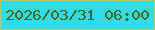 文字の大きさ：1、枠の色：adcd72、背景の色：32dbe5、文字の色：46681b 無料ブログパーツのブログ時計
