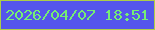 文字の大きさ：4、枠の色：adce48、背景の色：5555ec、文字の色：75ee74 無料ブログパーツのブログ時計