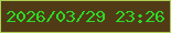 文字の大きさ：3、枠の色：adcf52、背景の色：513b17、文字の色：2dda26 無料ブログパーツのブログ時計