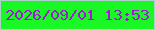 文字の大きさ：4、枠の色：add0cb、背景の色：19f725、文字の色：a317d6 無料ブログパーツのブログ時計