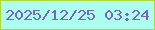 文字の大きさ：3、枠の色：add83b、背景の色：aefef0、文字の色：7c63bc 無料ブログパーツのブログ時計