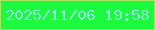 文字の大きさ：1、枠の色：ade161、背景の色：1bfa3d、文字の色：8ff2e0 無料ブログパーツのブログ時計