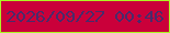 文字の大きさ：4、枠の色：adf523、背景の色：ca003a、文字の色：4a2a6a 無料ブログパーツのブログ時計