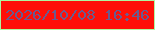 文字の大きさ：5、枠の色：adf69f、背景の色：ff0f07、文字の色：695b8f 無料ブログパーツのブログ時計