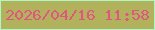 文字の大きさ：5、枠の色：adf7c4、背景の色：b2b25c、文字の色：df5681 無料ブログパーツのブログ時計