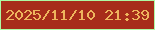 文字の大きさ：3、枠の色：adf8a3、背景の色：a72c1a、文字の色：eeb55d 無料ブログパーツのブログ時計