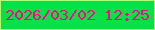 文字の大きさ：3、枠の色：adff73、背景の色：06e049、文字の色：f80a84 無料ブログパーツのブログ時計