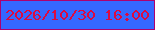 文字の大きさ：2、枠の色：ae016f、背景の色：3568ff、文字の色：dc0a41 無料ブログパーツのブログ時計