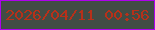 文字の大きさ：3、枠の色：ae01ed、背景の色：414c45、文字の色：b73019 無料ブログパーツのブログ時計