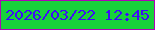 文字の大きさ：2、枠の色：ae04b6、背景の色：18d23a、文字の色：3e0bf8 無料ブログパーツのブログ時計