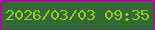 文字の大きさ：3、枠の色：ae06a1、背景の色：316a35、文字の色：9ec924 無料ブログパーツのブログ時計