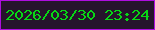 文字の大きさ：1、枠の色：ae0edf、背景の色：26142c、文字の色：07d715 無料ブログパーツのブログ時計